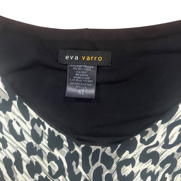 Eva Varro Womens Cheetah Black & Gray 3/4 Sleeve Tunic Top Size Medium - Picture 2 of 5